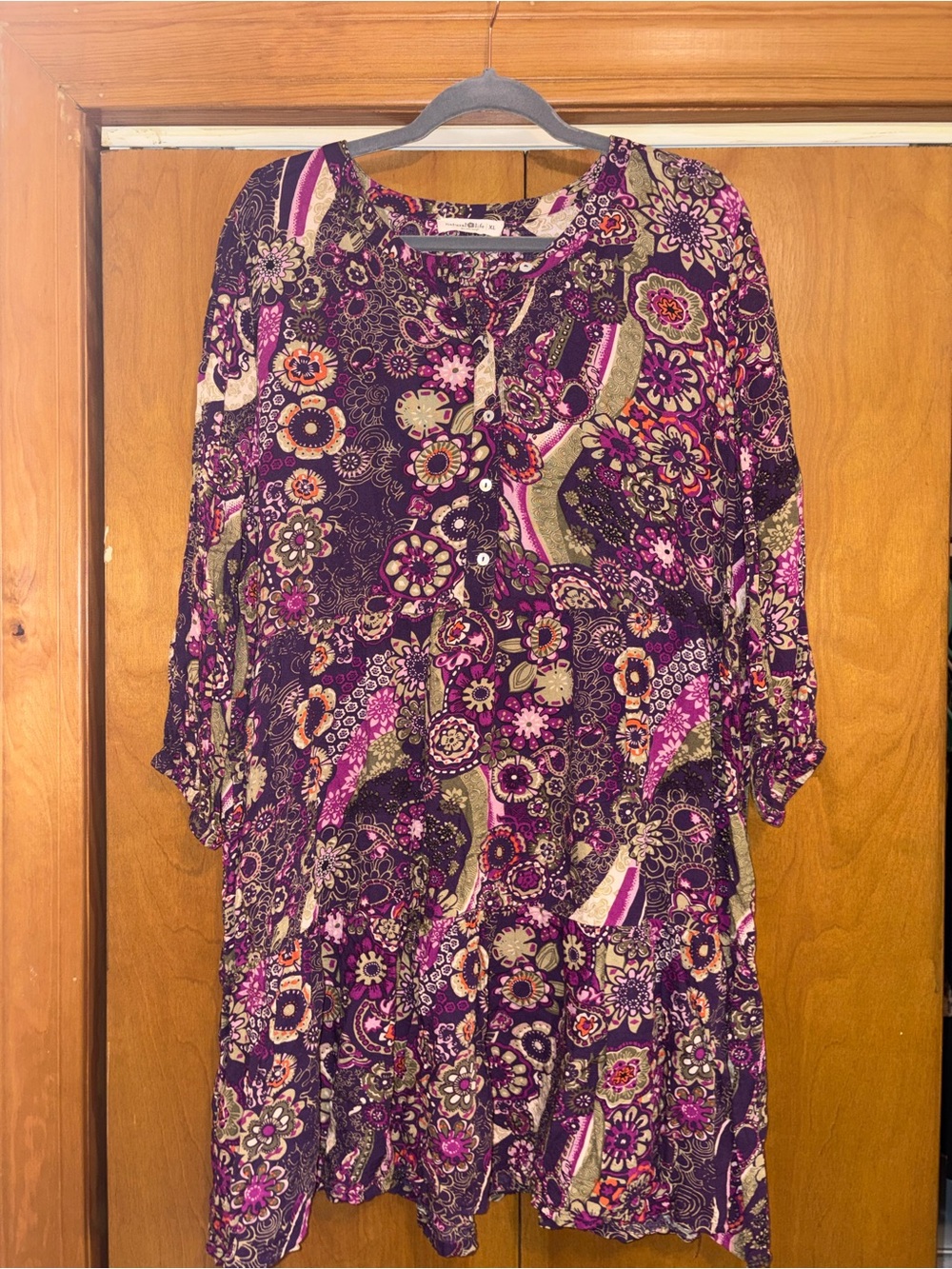 NATURAL LIFE Purple Floral Paisley Tunic Top